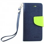 Wholesale iPhone 5S 5 Diary Flip Leather Wallet Case w Stand and Strap (Blue Green)